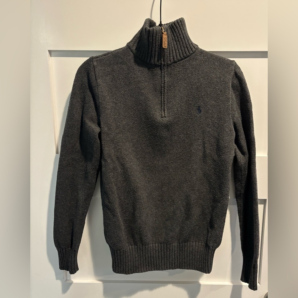 Polo Ralph Lauren Boys Gray Quarter Zip Sweater. Size M (10/12)